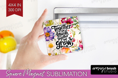 Family Quote Magnet Sublimation - Floral Square Magnet PNG Product Image 1