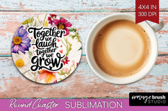 Family Quote Round Coaster - Floral Coaster PNG Sublimation Product Image 1