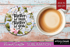 Family Quote Round Coaster - Floral Coaster PNG Sublimation Product Image 1