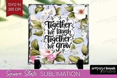 Family Quote Slate PNG - Floral Square Slate Sublimation Product Image 1