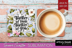 Family Quote Square Coaster - Floral Coaster PNG Sublimation Product Image 1