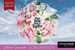 Family Quote Wind Spinner Sublimation PNG - Floral Round Product Image 1