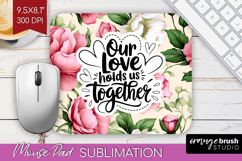 Family Quote Mouse Pad Sublimation - Floral Mousepad PNG Product Image 1