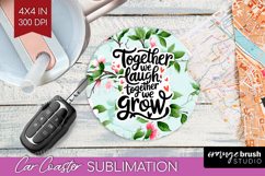 Family Quote Car Coaster - Floral Coaster PNG Sublimation Product Image 1