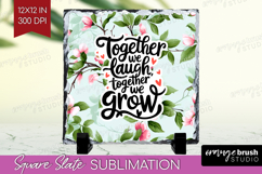 Family Quote Slate PNG - Floral Square Slate Sublimation Product Image 1
