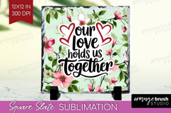 Family Quote Slate PNG - Floral Square Slate Sublimation Product Image 1
