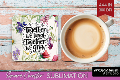 Family Quote Square Coaster - Floral Coaster PNG Sublimation Product Image 1