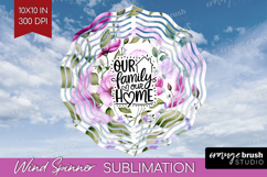 Family Quote Wind Spinner Sublimation PNG - Floral Round Product Image 1