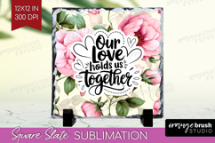 Family Quote Slate PNG - Floral Square Slate Sublimation Product Image 1