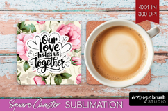 Family Quote Square Coaster - Floral Coaster PNG Sublimation Product Image 1