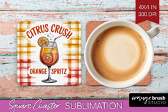 Spritz Cocktail Square Coaster Summer Drink Coaster PNG Product Image 1