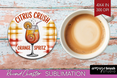 Spritz Cocktail Round Coaster Summer Drink Coaster PNG Product Image 1