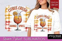 Spritz Cocktail Square Tshirt Background Summer Drink PNG Product Image 1