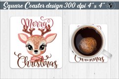 Coaster sublimation | Cute Pink Deer Product Image 1