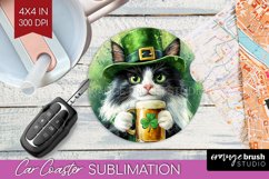 St. Patricks Day Car Coaster - Cute Animals Coaster PNG Product Image 1