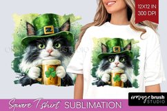 St. Patricks Day Square Tshirt Background - Cute Animals PNG Product Image 1