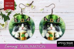 St. Patricks Day Round Earrings - Cute Animals PNG Product Image 1