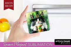 St. Patricks Day Magnet Sublimation - Cute Animals Square Product Image 1