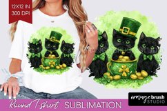 St. Patricks Day Round Tshirt Background - Cute Animals PNG Product Image 1