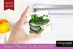 St. Patricks Day Magnet Sublimation - Cute Animals Square Product Image 1