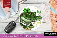 St. Patricks Day Car Coaster - Cute Animals Coaster PNG Product Image 1