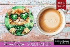 St. Patricks Day Round Coaster - Cute Animals Coaster PNG Product Image 1