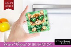 St. Patricks Day Magnet Sublimation - Cute Animals Square Product Image 1