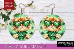 St. Patricks Day Round Earrings - Cute Animals PNG Product Image 1