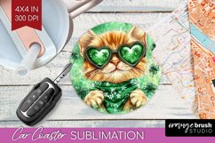 St. Patricks Day Car Coaster - Cute Animals Coaster PNG Product Image 1