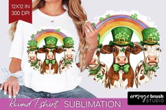 St. Patricks Day Round Tshirt Background - Cute Animals PNG Product Image 1