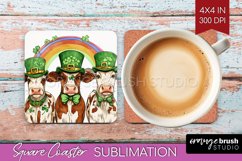 St. Patricks Day Square Coaster - Cute Animals Coaster PNG Product Image 1