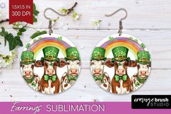 St. Patricks Day Round Earrings - Cute Animals PNG Product Image 1