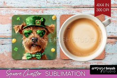 St. Patricks Day Square Coaster - Cute Animals Coaster PNG Product Image 1