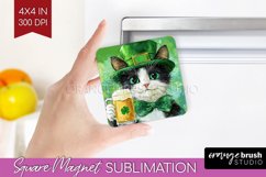 St. Patricks Day Magnet Sublimation - Cute Animals Square Product Image 1