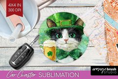 St. Patricks Day Car Coaster - Cute Animals Coaster PNG Product Image 1