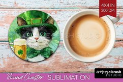 St. Patricks Day Round Coaster - Cute Animals Coaster PNG Product Image 1