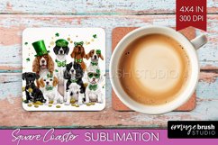 St. Patricks Day Square Coaster - Cute Animals Coaster PNG Product Image 1