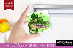 St. Patricks Day Magnet Sublimation - Cute Animals Square Product Image 1