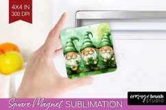 St. Patricks Day Magnet Sublimation - Cute Animals Square Product Image 1