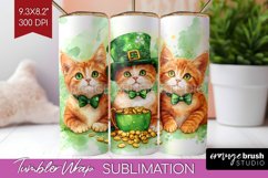 St. Patricks Day Tumbler Wrap - Cute Animals Tumbler PNG Product Image 1