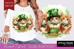 St. Patricks Day Round Tshirt Background - Cute Animals PNG Product Image 1