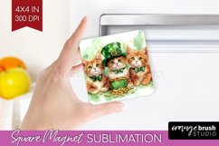 St. Patricks Day Magnet Sublimation - Cute Animals Square Product Image 1
