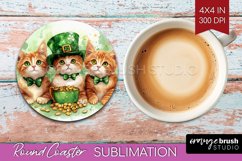 St. Patricks Day Round Coaster - Cute Animals Coaster PNG Product Image 1