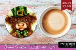 St. Patricks Day Round Coaster - Cute Animals Coaster PNG Product Image 1