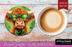 St. Patricks Day Round Coaster - Cute Animals Coaster PNG Product Image 1