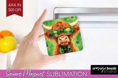 St. Patricks Day Magnet Sublimation - Cute Animals Square Product Image 1