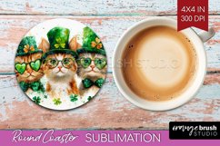 St. Patricks Day Round Coaster - Cute Animals Coaster PNG Product Image 1