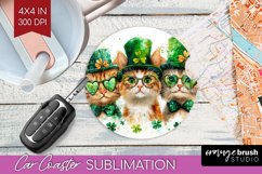 St. Patricks Day Car Coaster - Cute Animals Coaster PNG Product Image 1