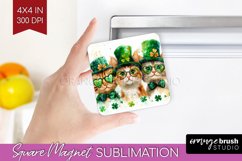 St. Patricks Day Magnet Sublimation - Cute Animals Square Product Image 1