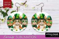 St. Patricks Day Round Earrings - Cute Animals PNG Product Image 1